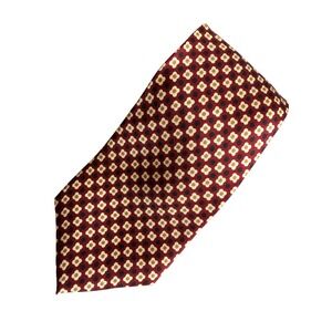 VTG Old‎ Navy Silk Tie Burgundy Navy Geometric Floral USA Made Preppy Office
